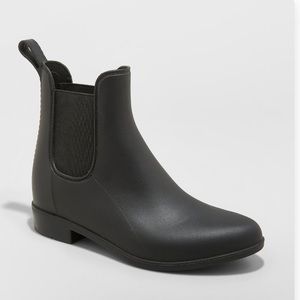 Black ankle rain boots. Worn only once!